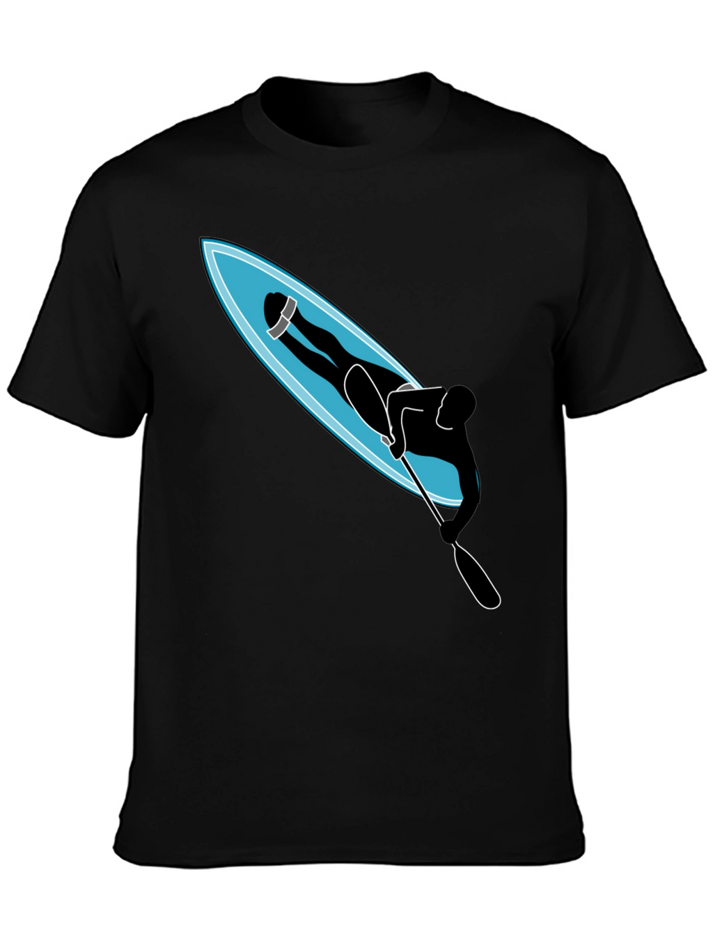 Paddle Boarder Graphic T-Shirt - Black Cotton Tee