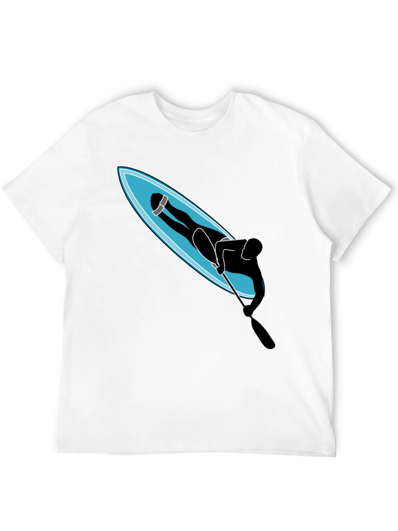 Paddle Boarder Graphic T-Shirt - Black Cotton Tee