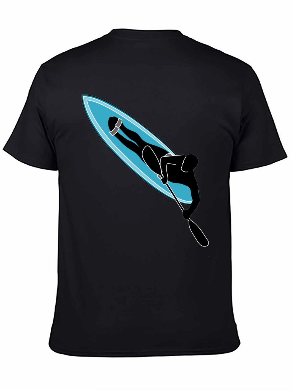 Paddle Boarder Graphic T-Shirt - Black Cotton Tee