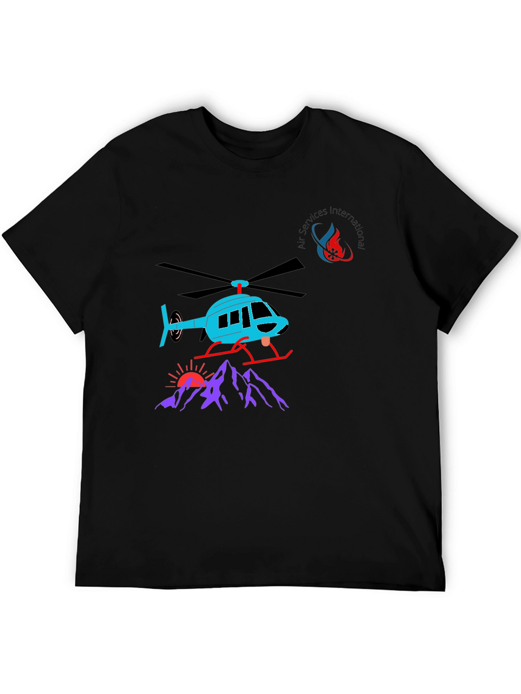 Helicopter Graphic T-Shirt - Black Cotton Tee