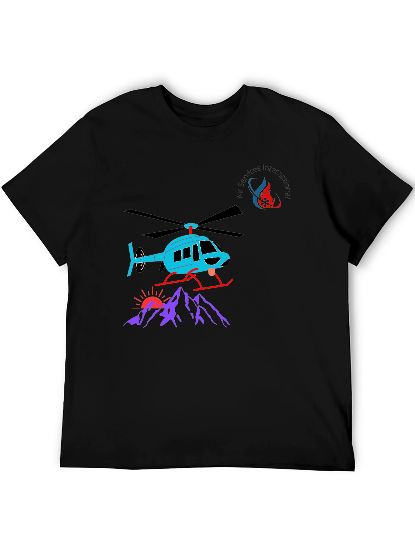 Helicopter Graphic T-Shirt - Black Cotton Tee