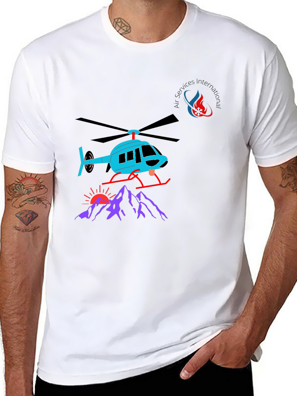 Helicopter Graphic T-Shirt - Black Cotton Tee