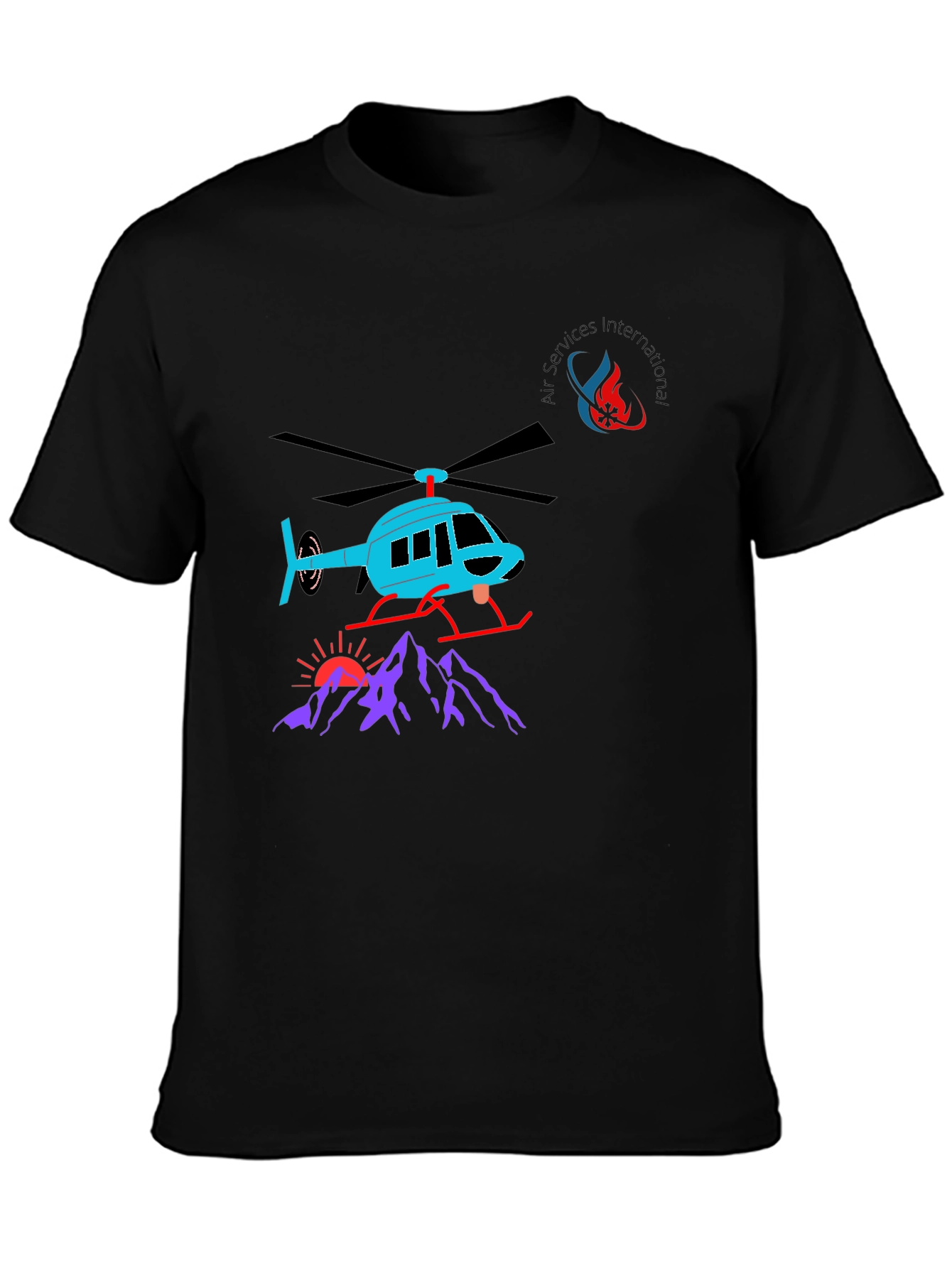 Helicopter Graphic T-Shirt - Black Cotton Tee