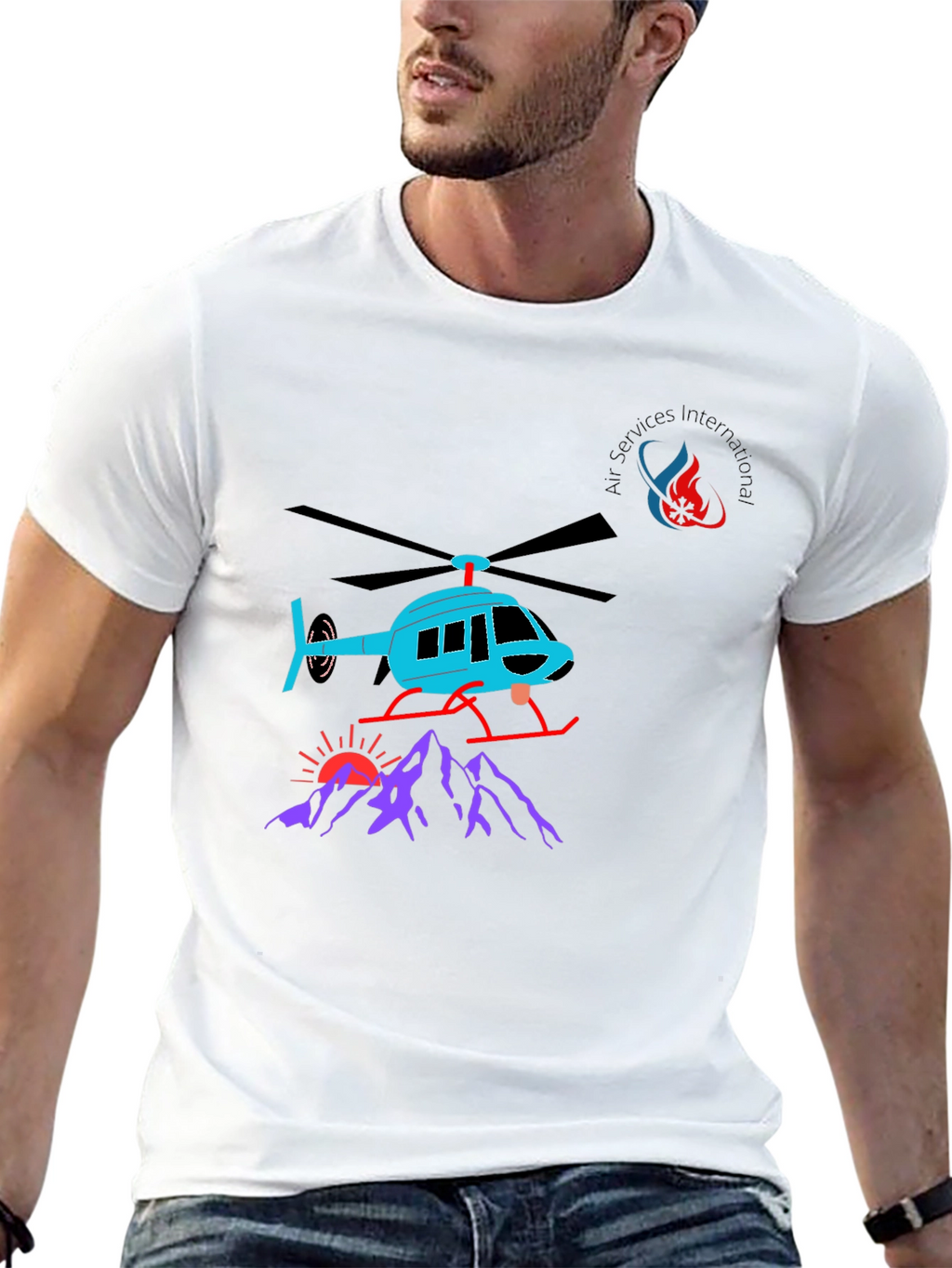 Helicopter Graphic T-Shirt - Black Cotton Tee