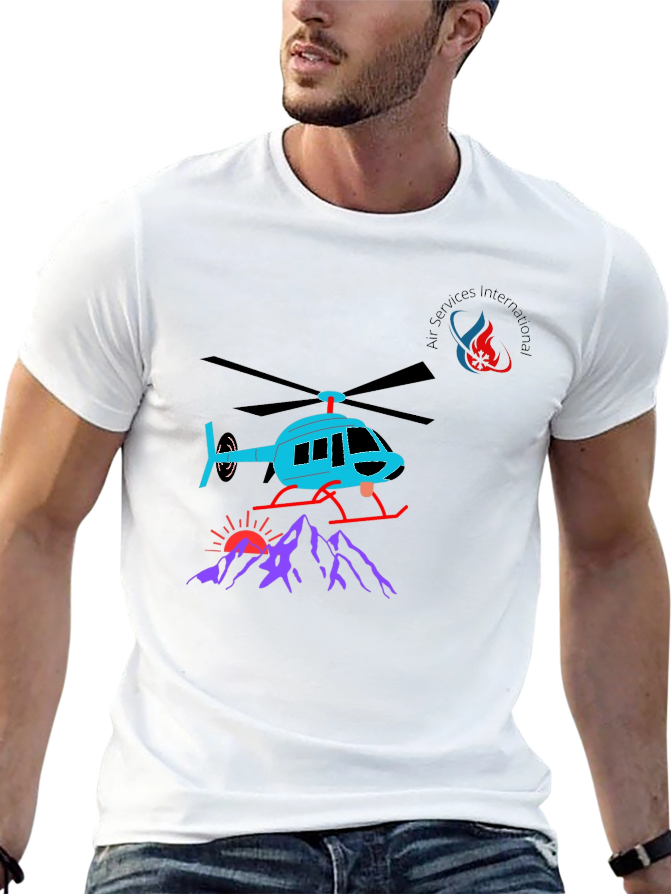 Helicopter Graphic T-Shirt - Black Cotton Tee