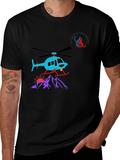 Helicopter Graphic T-Shirt - Black Cotton Tee