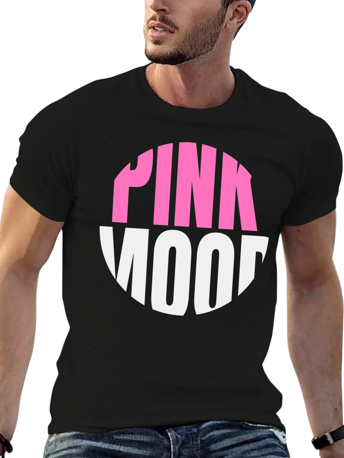 Pink Mood Graphic Tee - Black Cotton Casual T-Shirt
