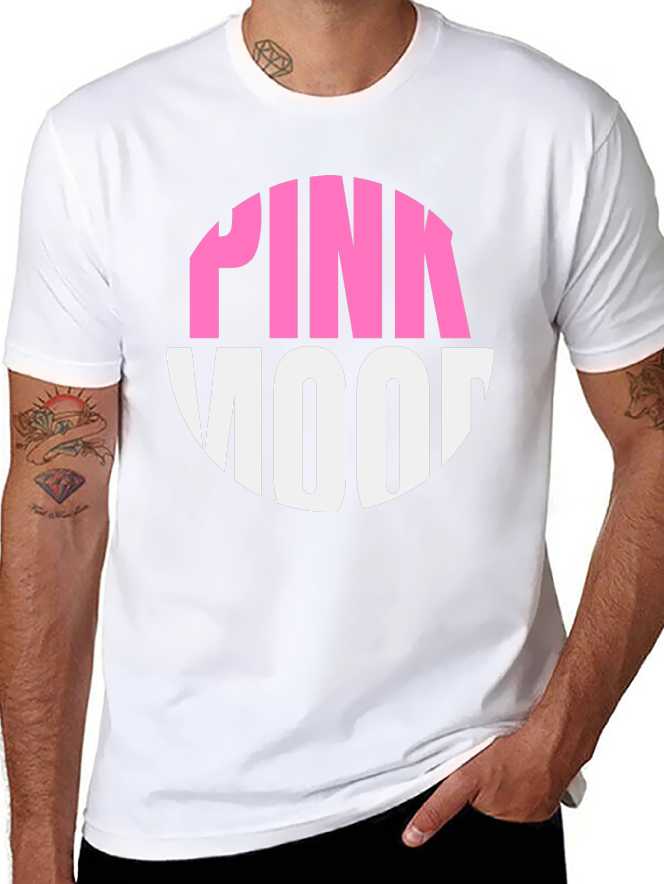 Pink Mood Graphic Tee - Black Cotton Casual T-Shirt