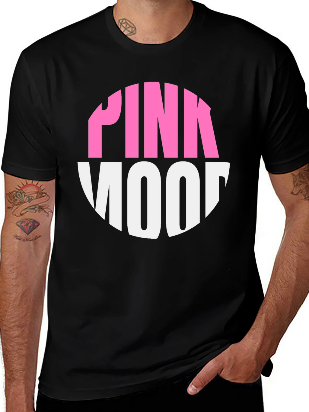 Pink Mood Graphic Tee - Black Cotton Casual T-Shirt
