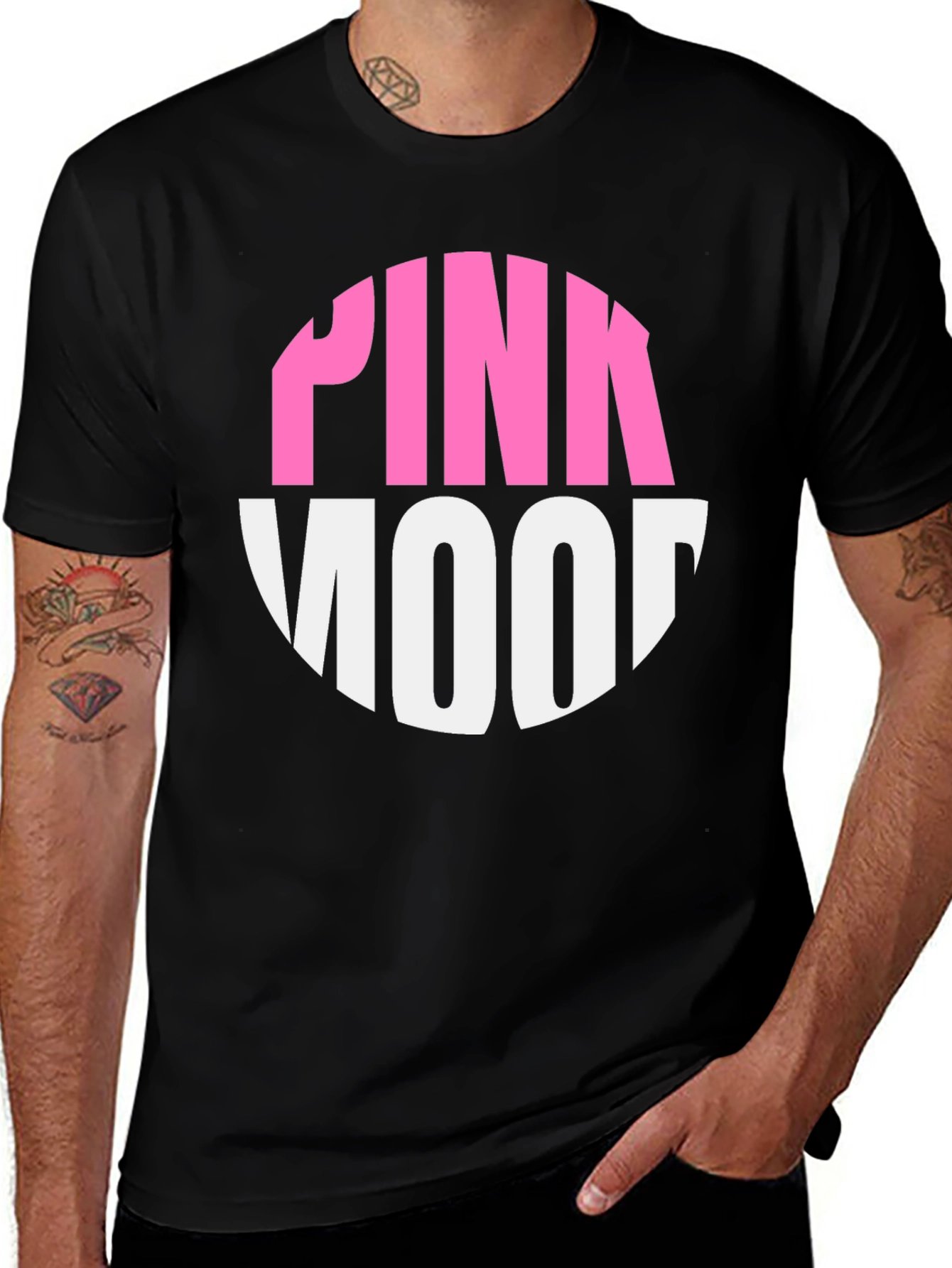 Pink Mood Graphic Tee - Black Cotton Casual T-Shirt