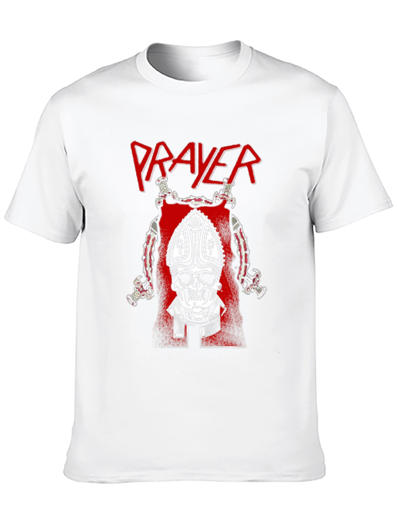 Prayer Skull Graphic T-Shirt - Black Cotton Tee