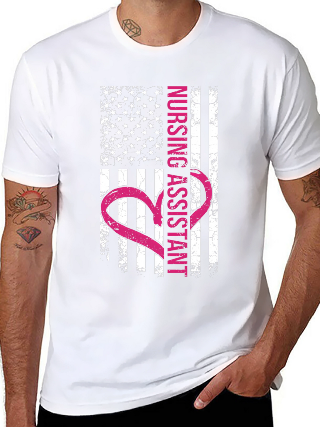 Nursing Assistant American Flag Heart T-Shirt