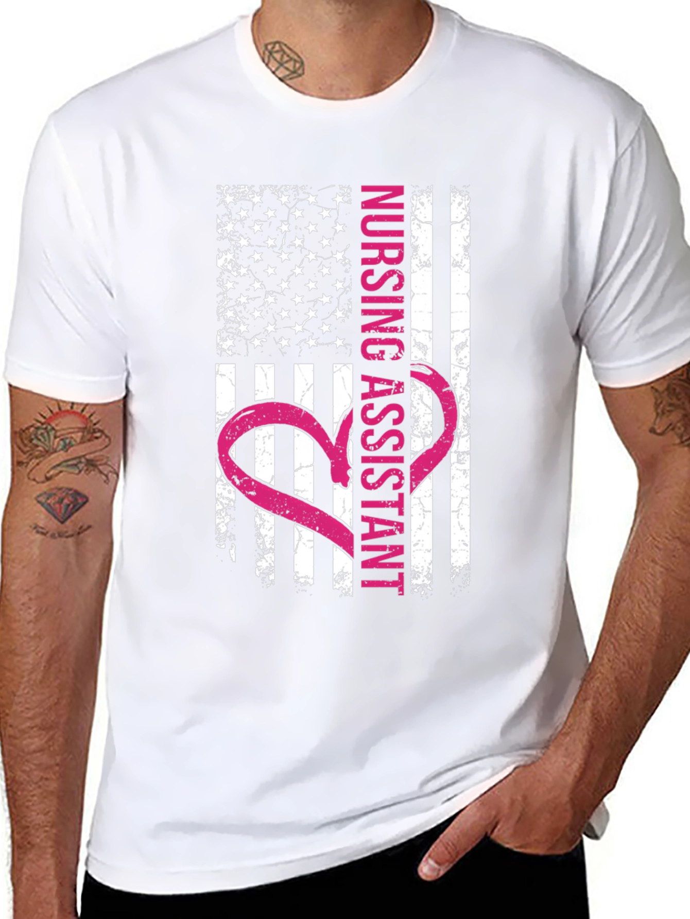 Nursing Assistant American Flag Heart T-Shirt