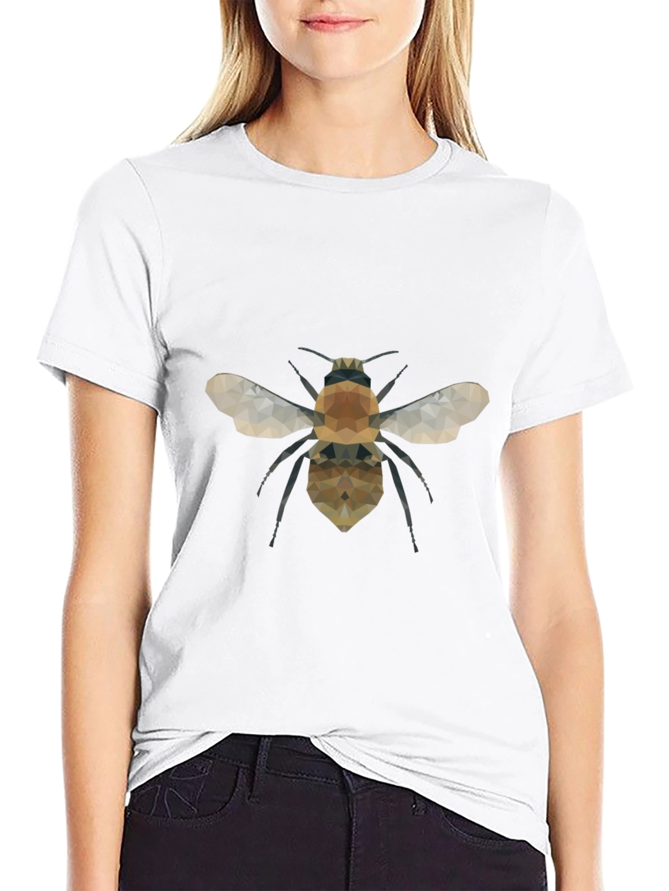 Geometric Bee Graphic Tee - Modern Black T-Shirt