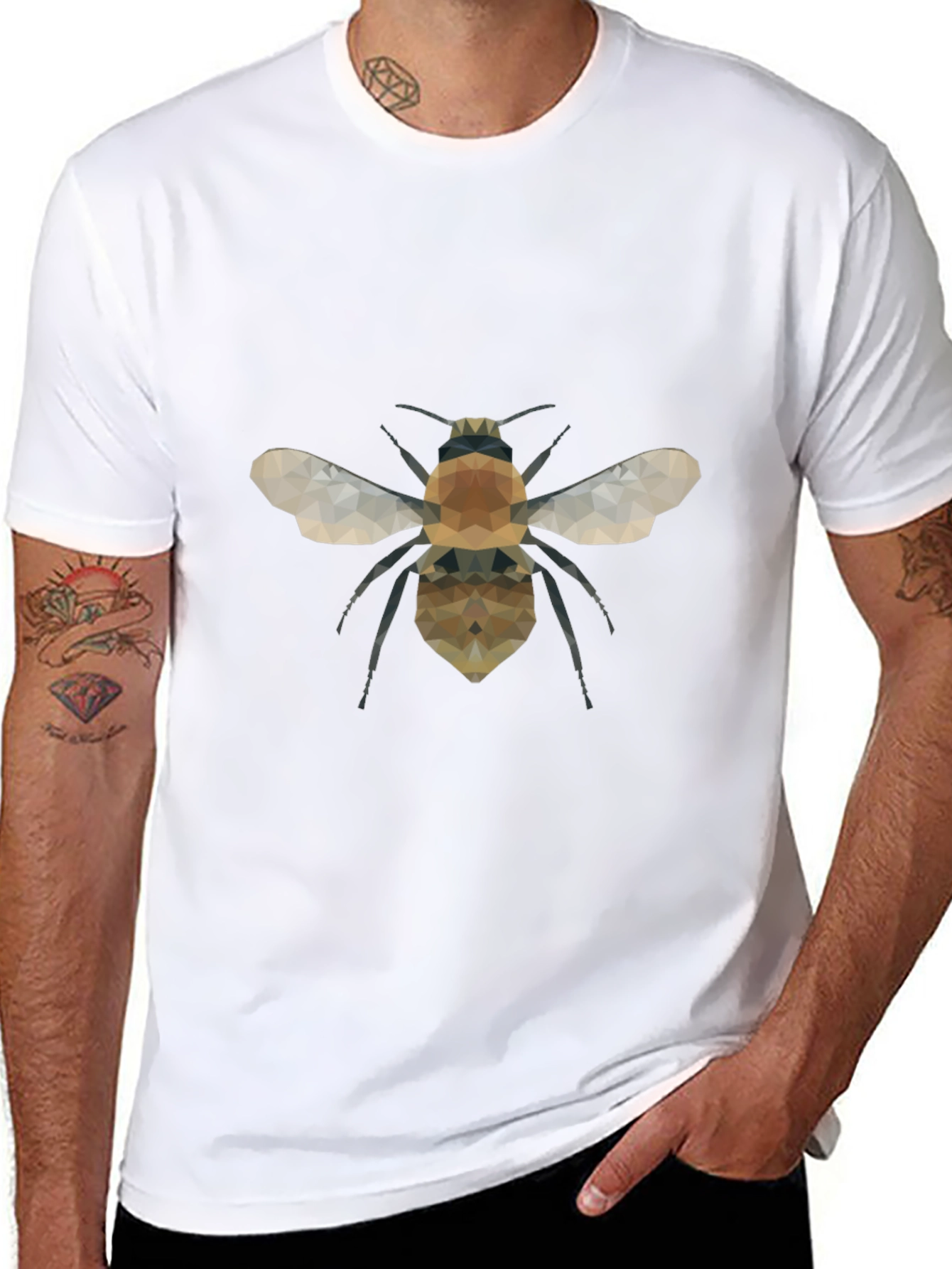 Geometric Bee Graphic Tee - Modern Black T-Shirt