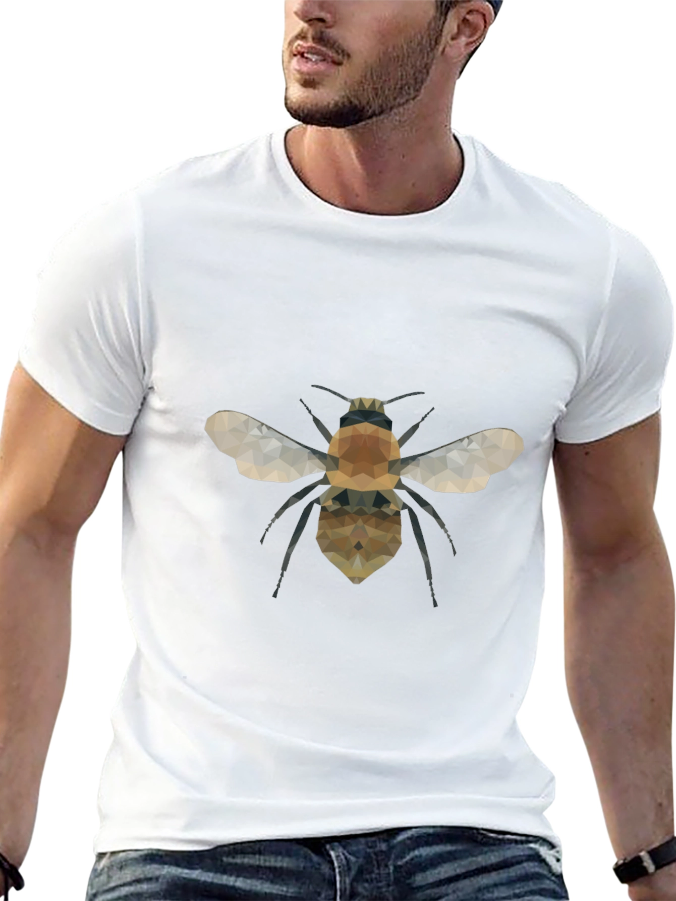 Geometric Bee Graphic Tee - Modern Black T-Shirt