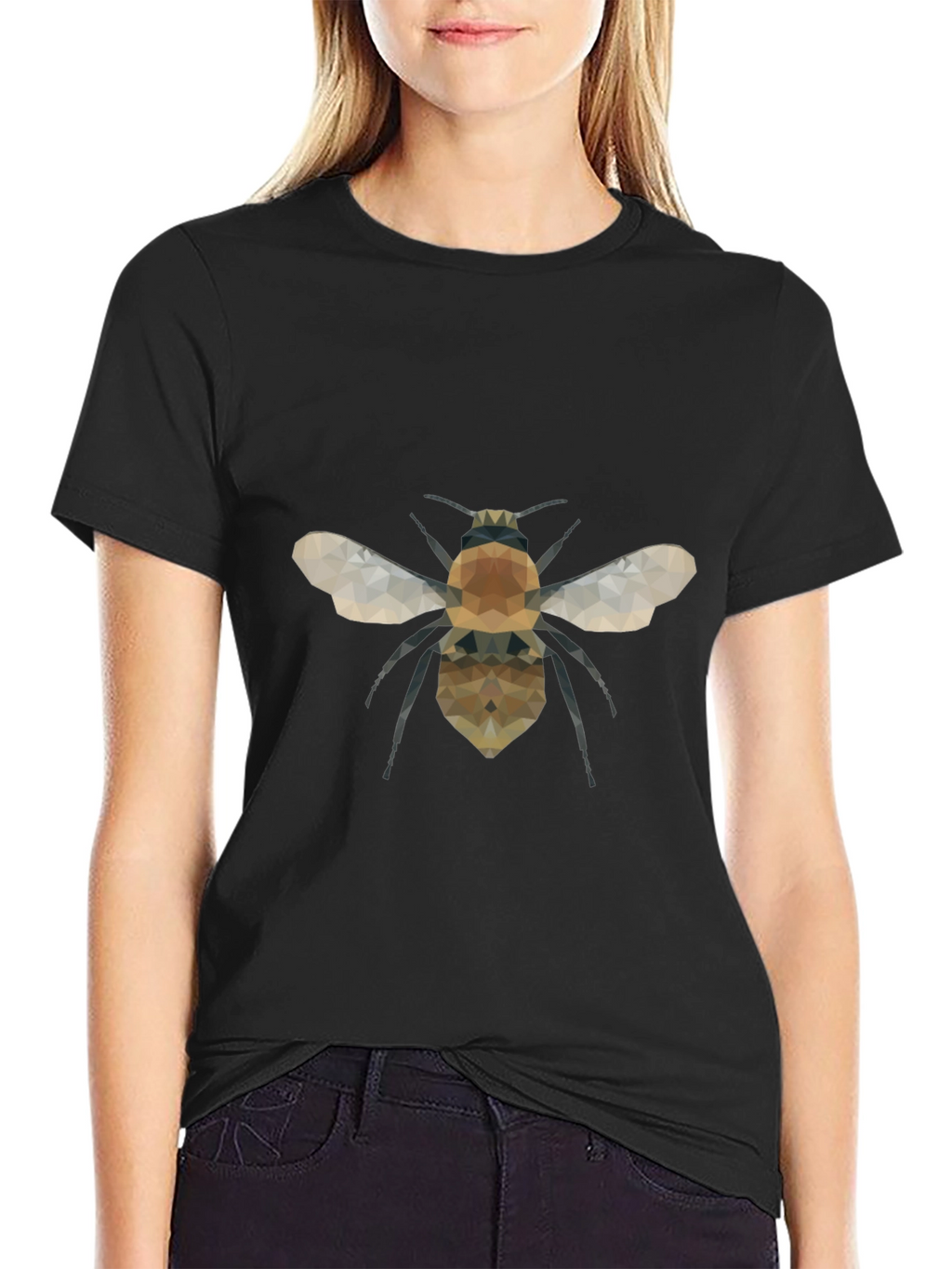 Geometric Bee Graphic Tee - Modern Black T-Shirt