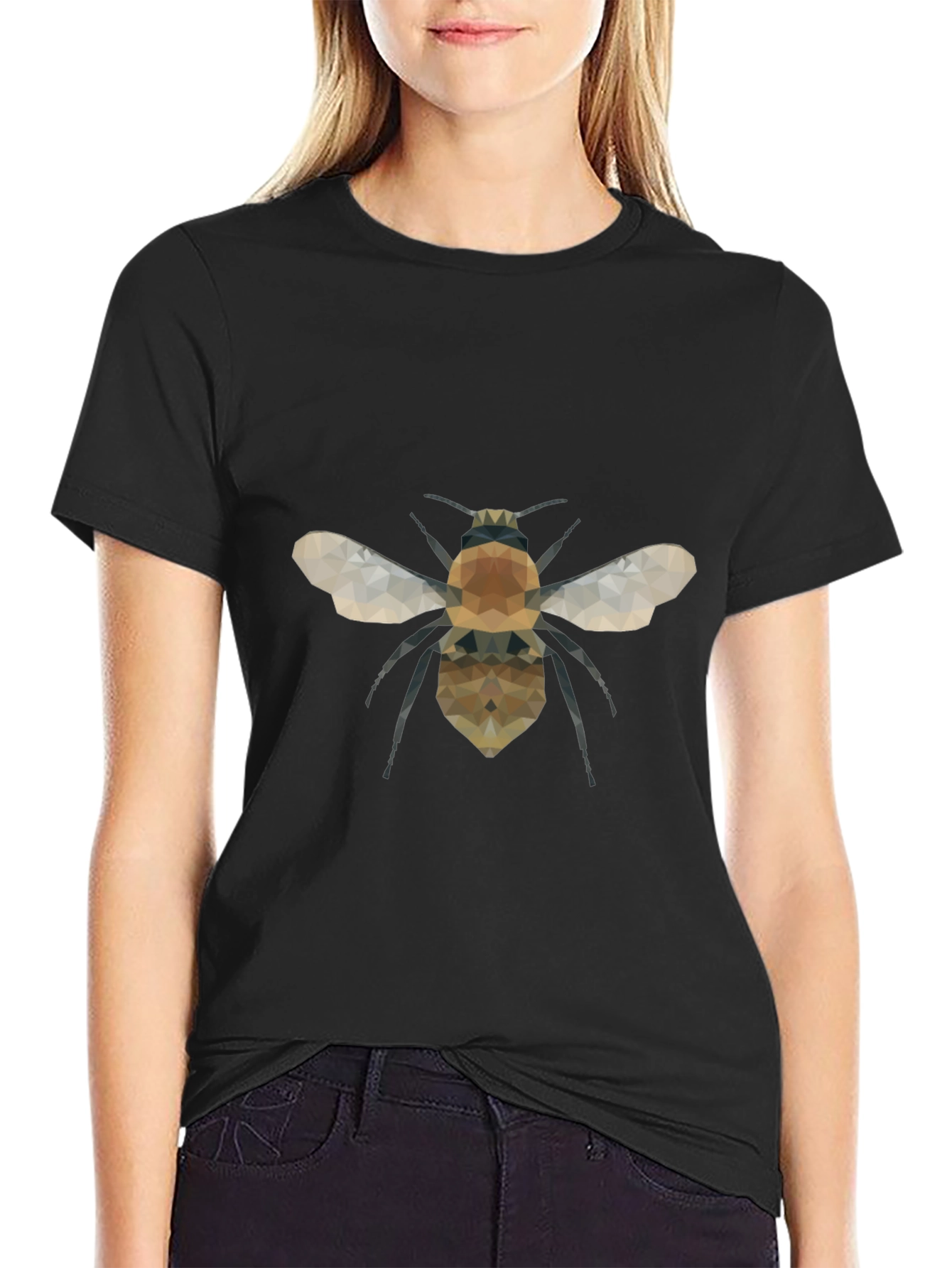 Geometric Bee Graphic Tee - Modern Black T-Shirt