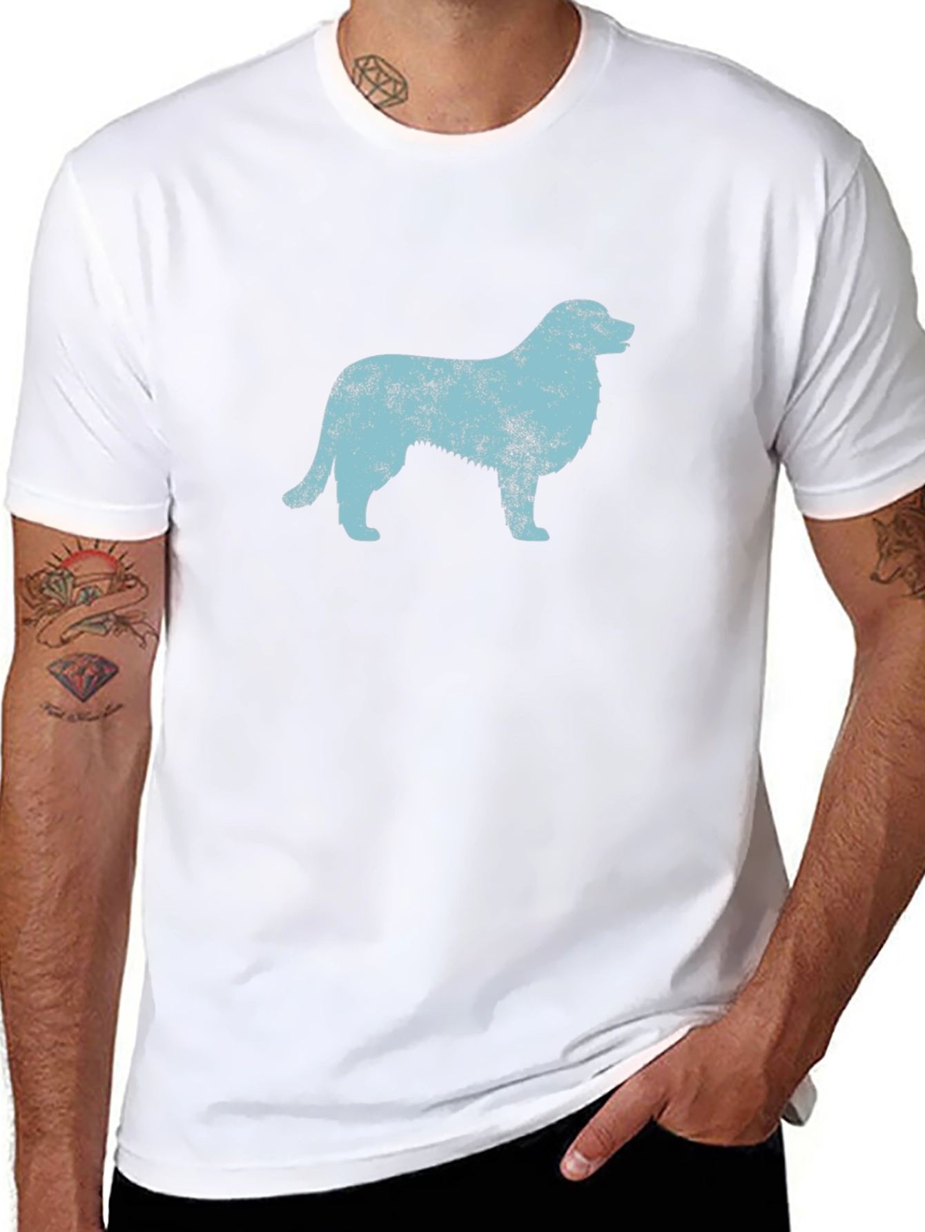 Dog Silhouette Graphic Black T-Shirt