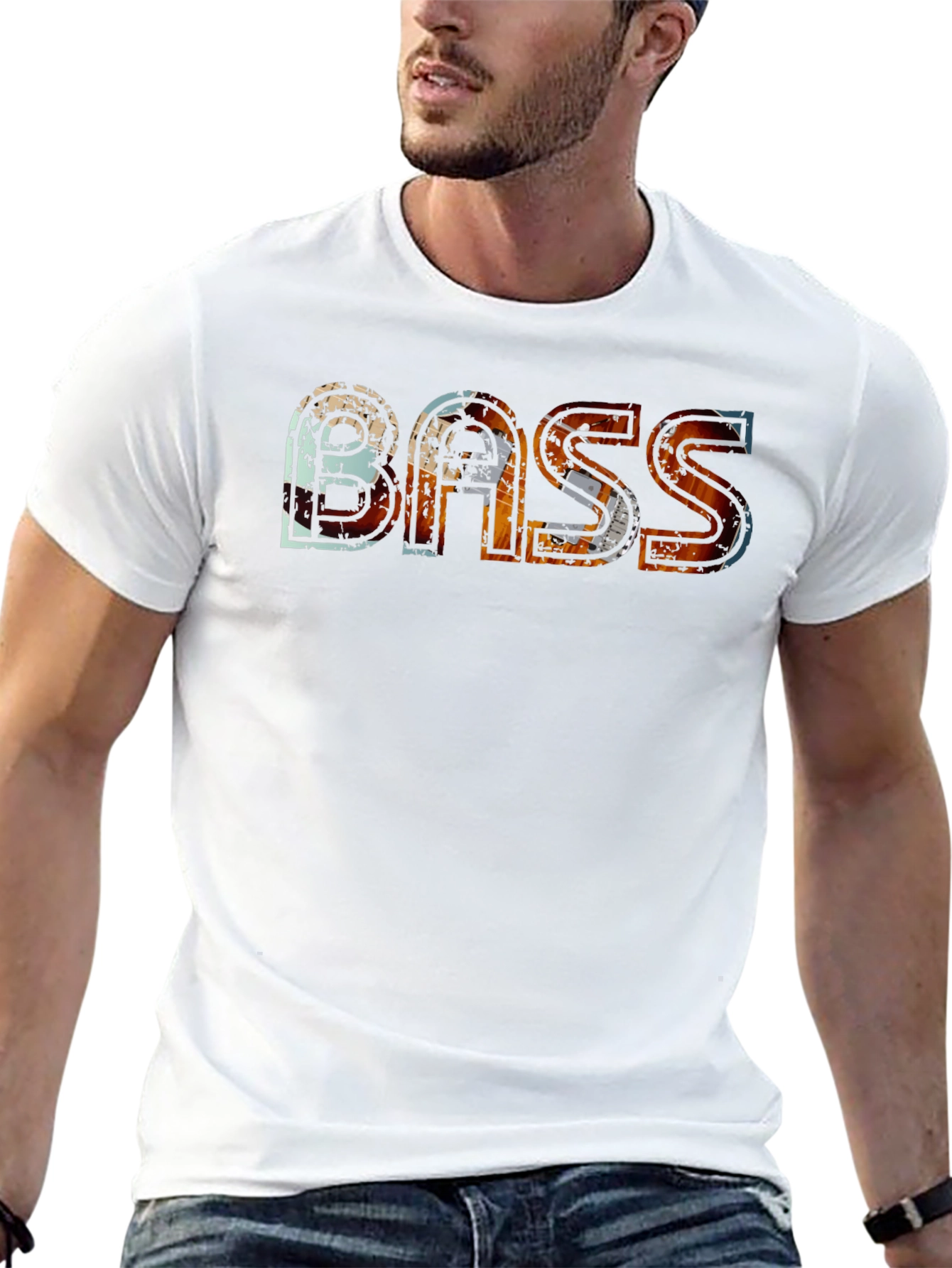 Bass Graphic Tee - Distressed Urban Style