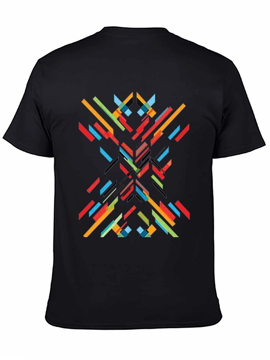 Abstract Geometric Line Art Print Black T-Shirt