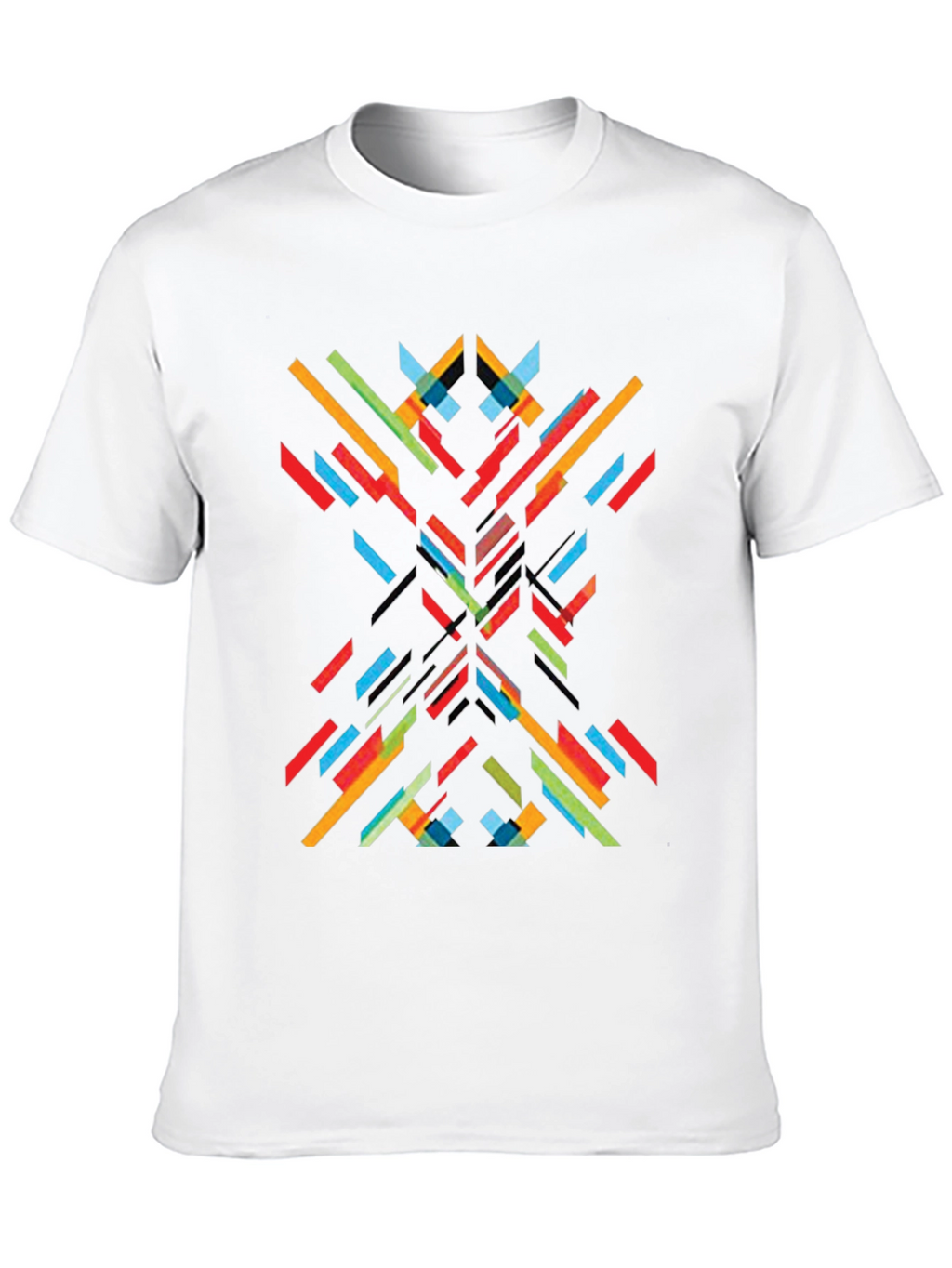 Abstract Geometric Line Art Print Black T-Shirt