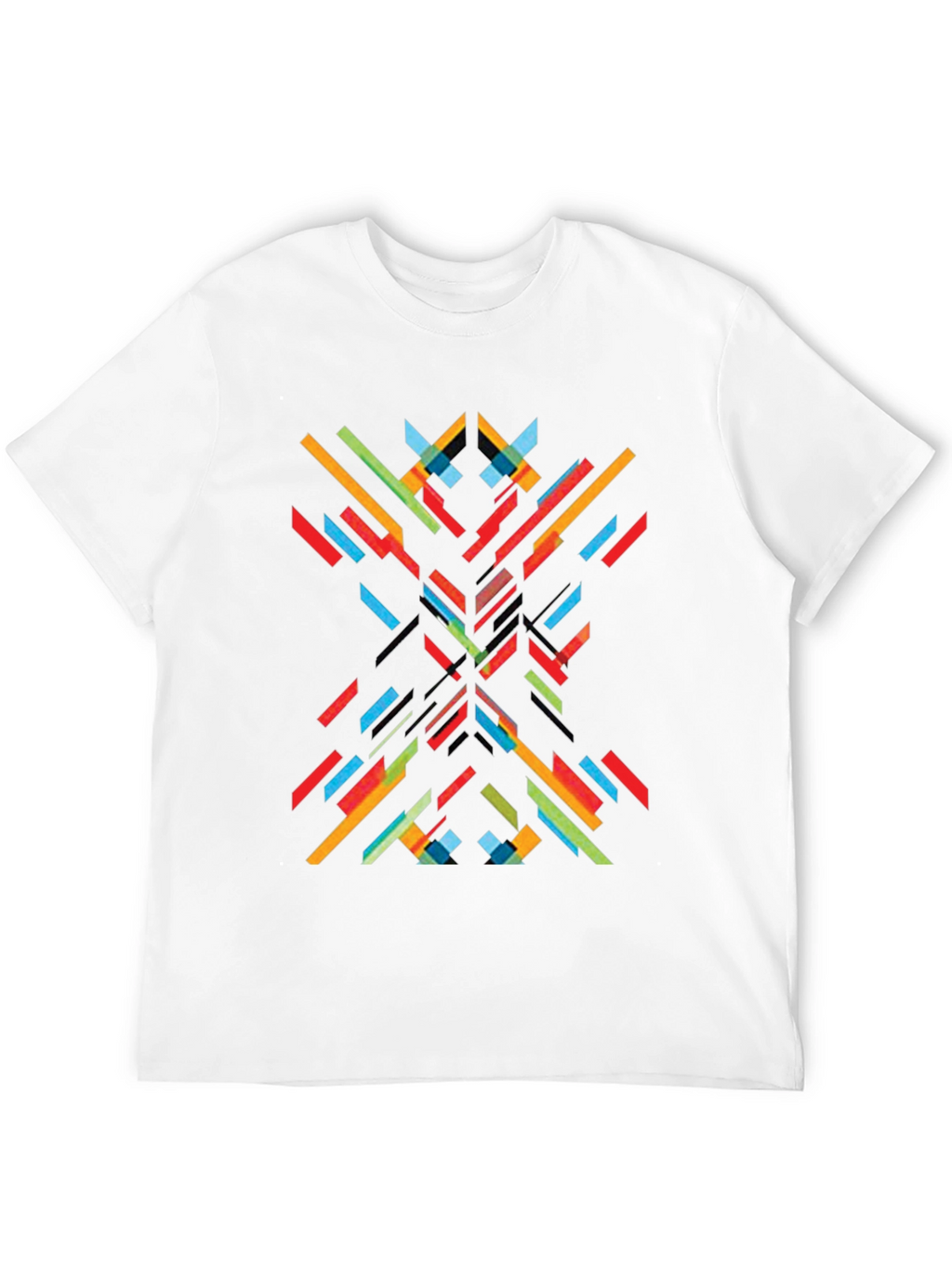 Abstract Geometric Line Art Print Black T-Shirt
