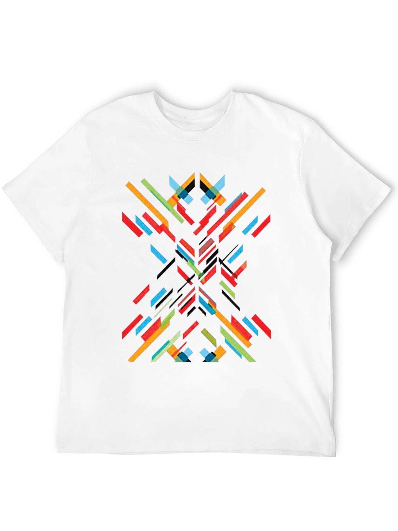 Abstract Geometric Line Art Print Black T-Shirt