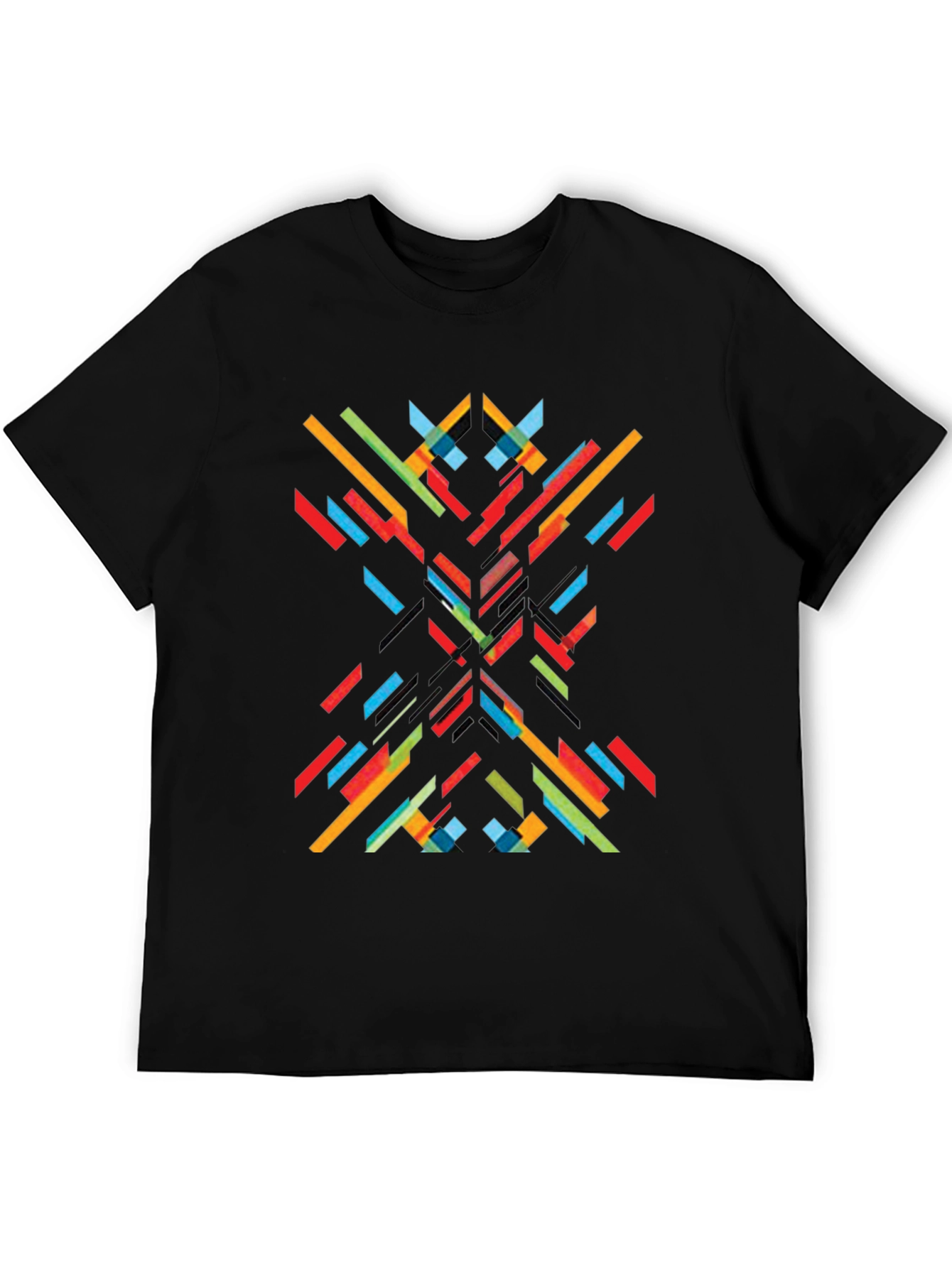 Abstract Geometric Line Art Print Black T-Shirt