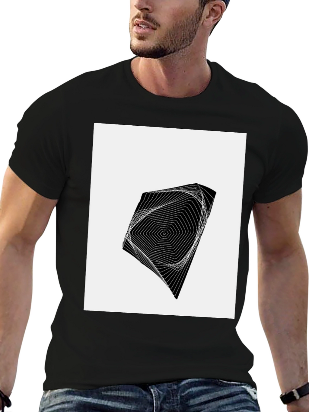 Geometric Illusion Black T-Shirt