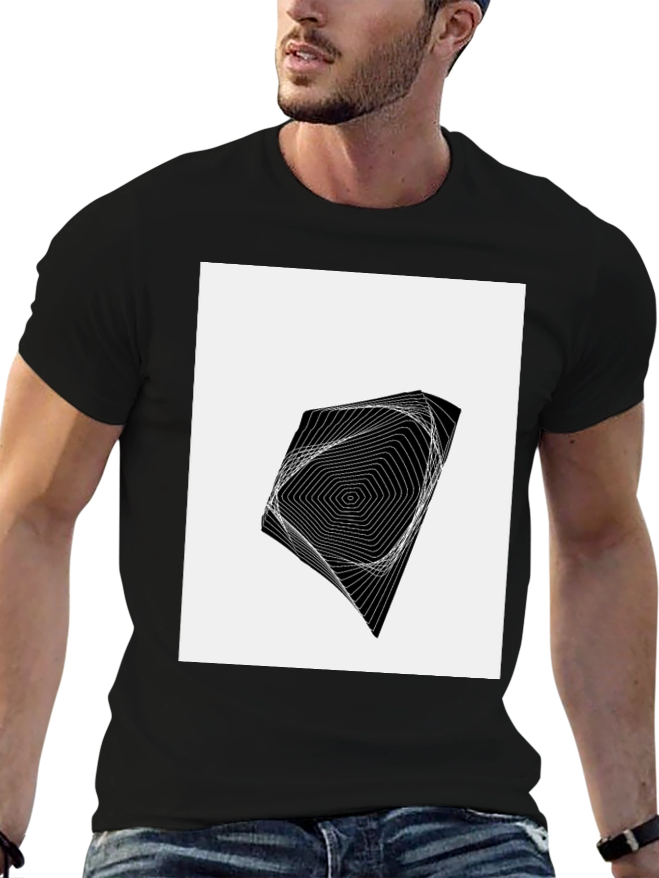 Geometric Illusion Black T-Shirt
