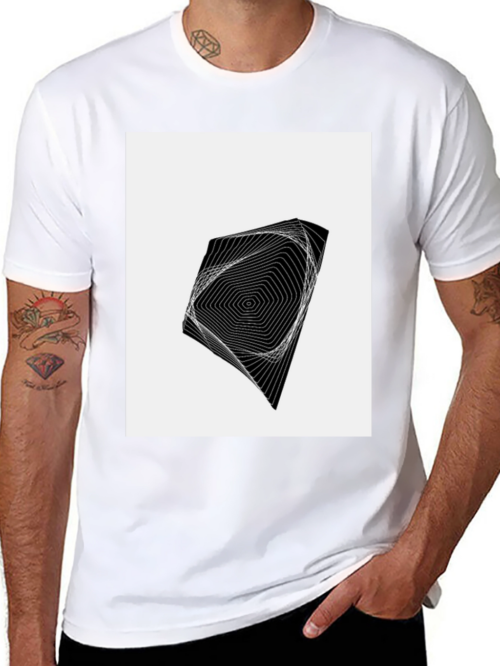 Geometric Illusion Black T-Shirt