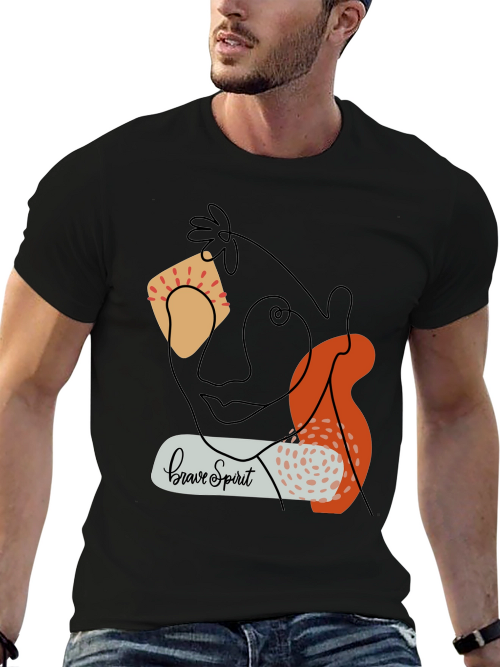 Brave Spirit Graphic Tee - Modern Abstract Design