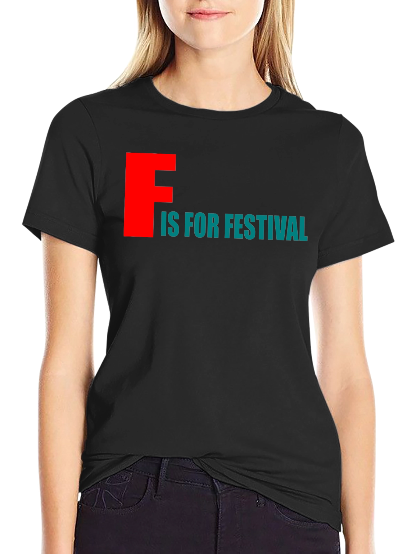 F is For Festival Graphic Tee - Stylish Crew Neck T-Shirt