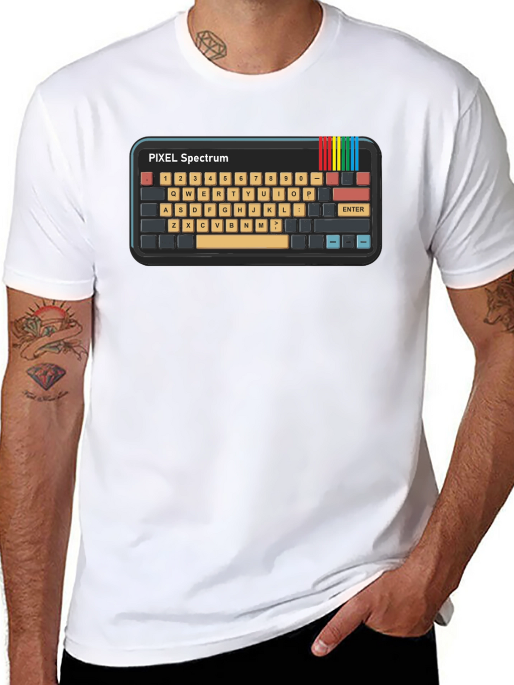 Retro Pixel Spectrum Keyboard T-Shirt - Gamer Style