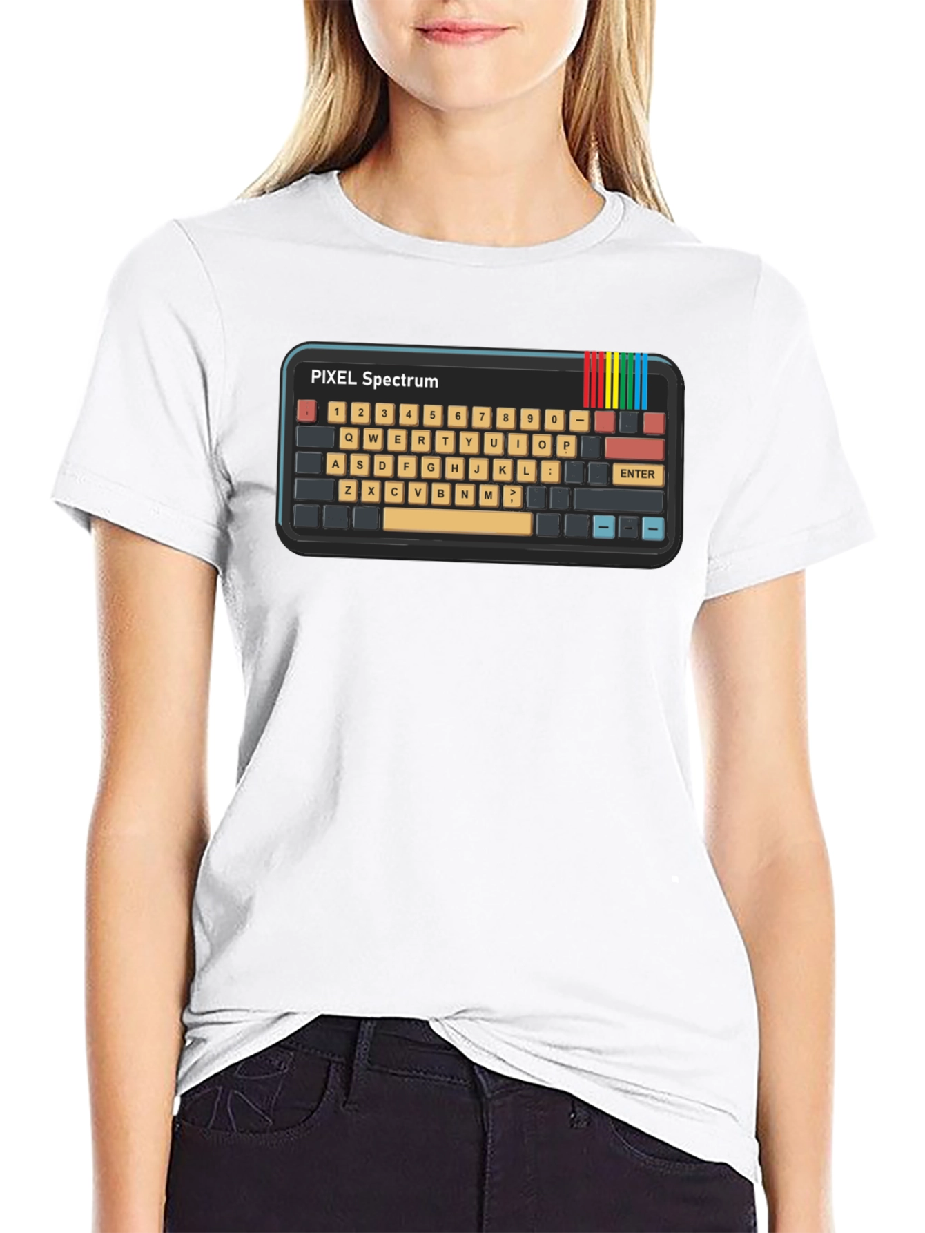 Retro Pixel Spectrum Keyboard T-Shirt - Gamer Style