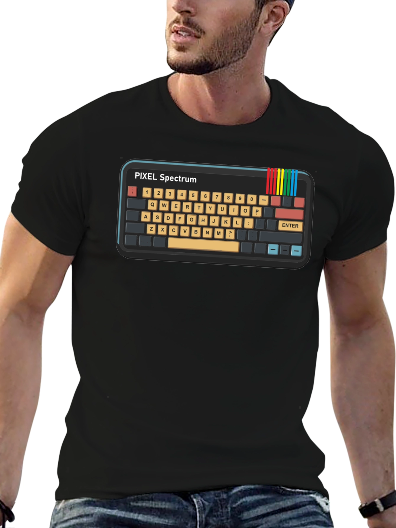 Retro Pixel Spectrum Keyboard T-Shirt - Gamer Style