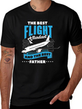 Flight Attendant Father Black Graphic Tee