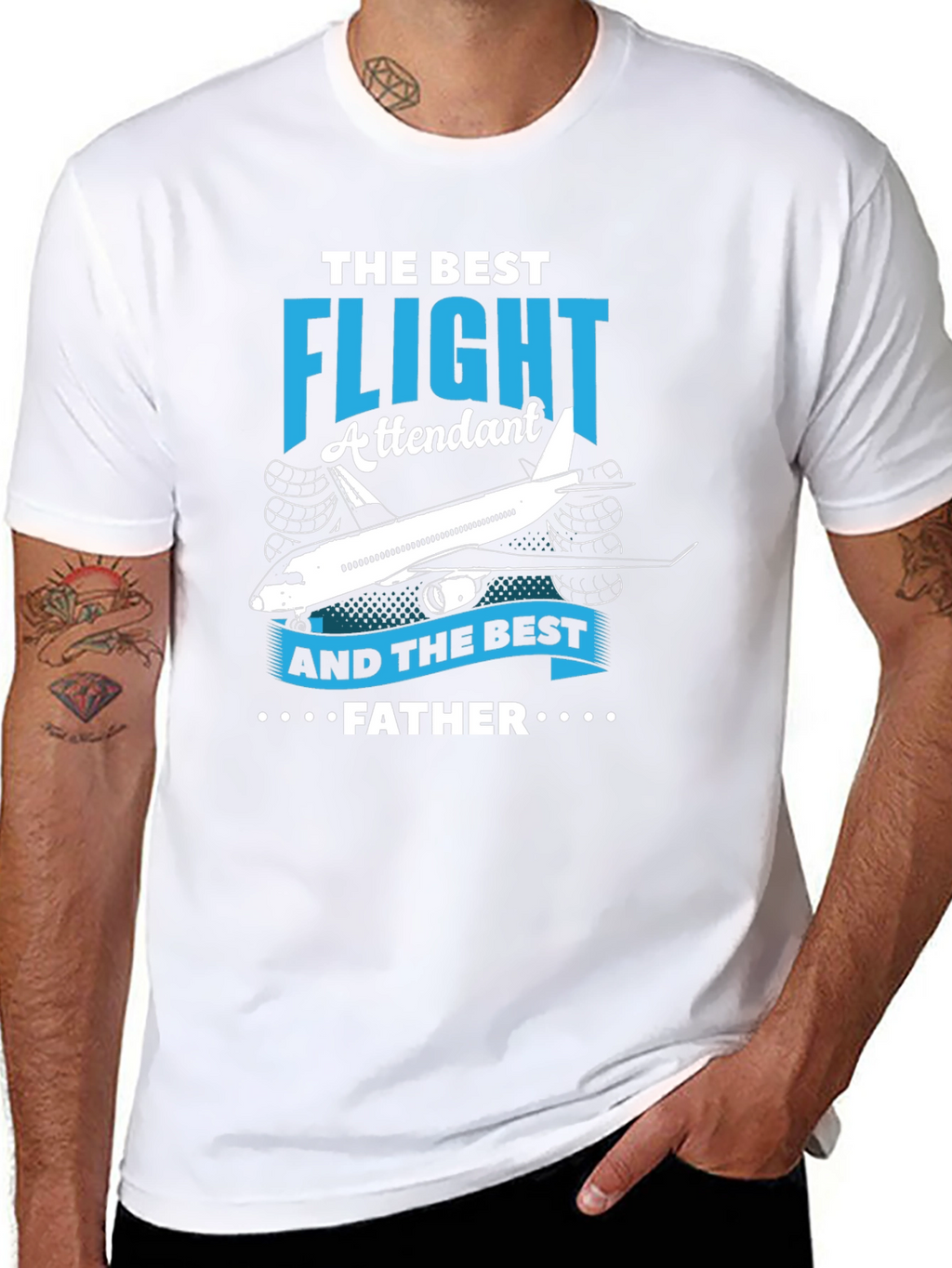 Flight Attendant Father Black Graphic Tee