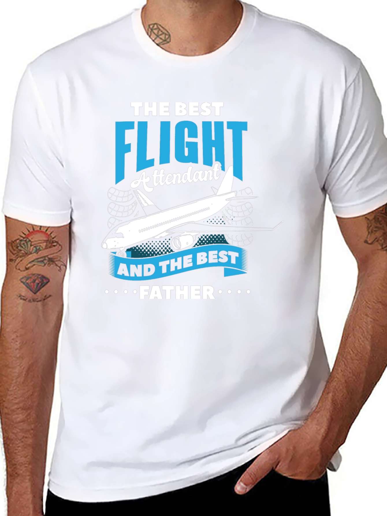 Flight Attendant Father Black Graphic Tee