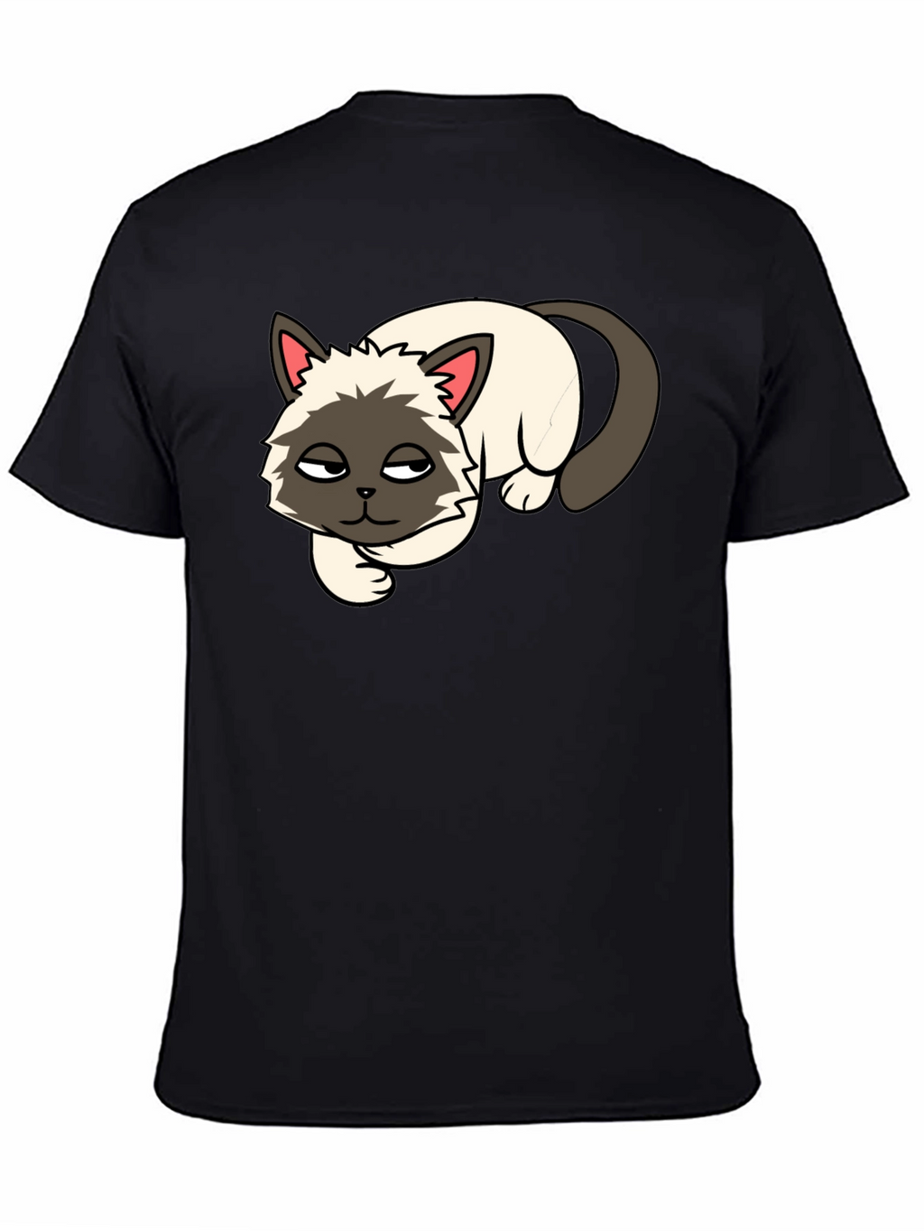 Black T-Shirt with Lazy Cat Graphic