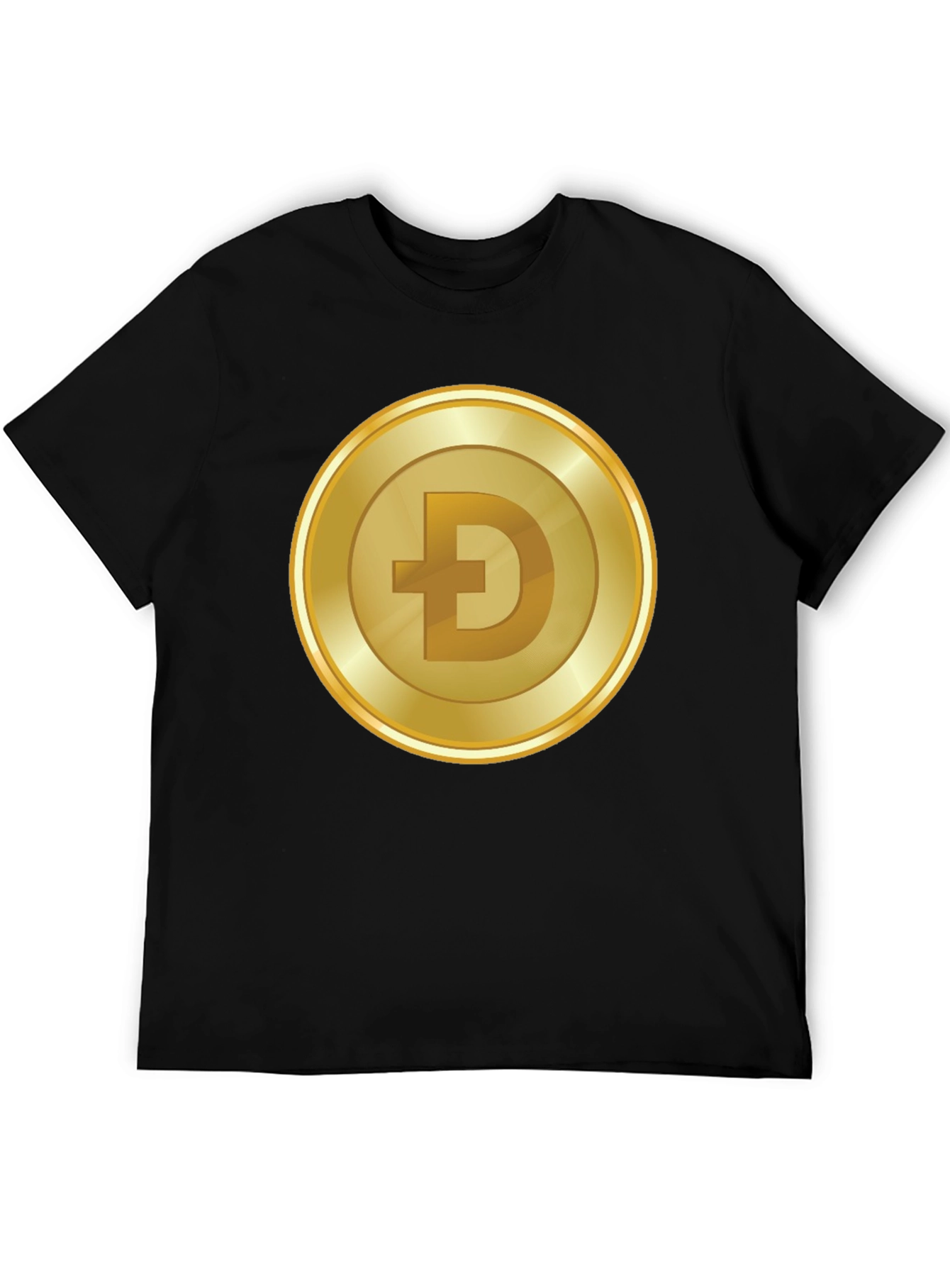 Dogecoin Gold Coin Black T-Shirt