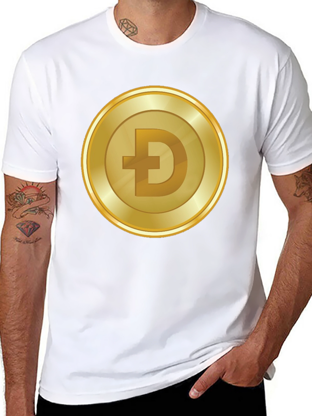 Dogecoin Gold Coin Black T-Shirt