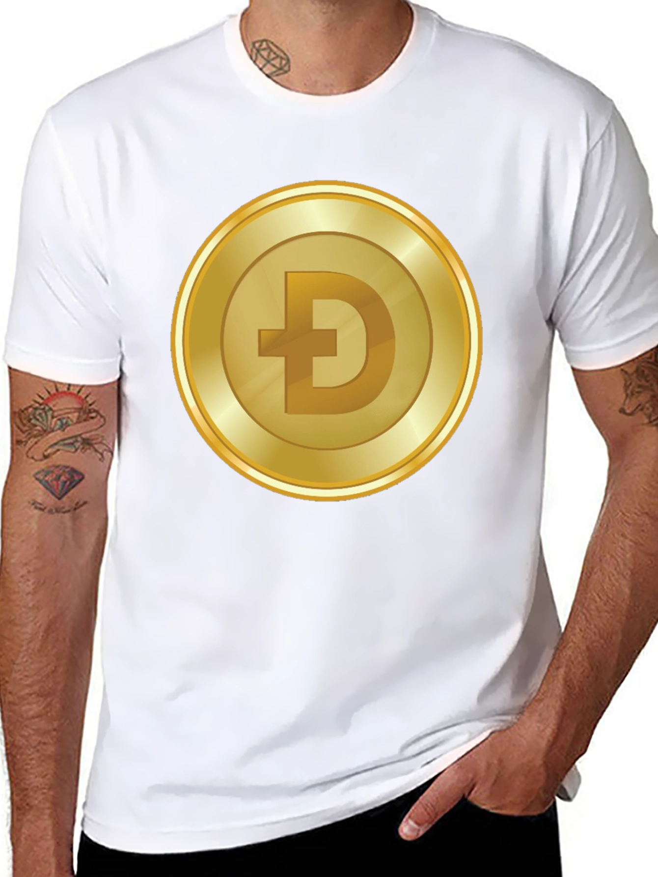 Dogecoin Gold Coin Black T-Shirt