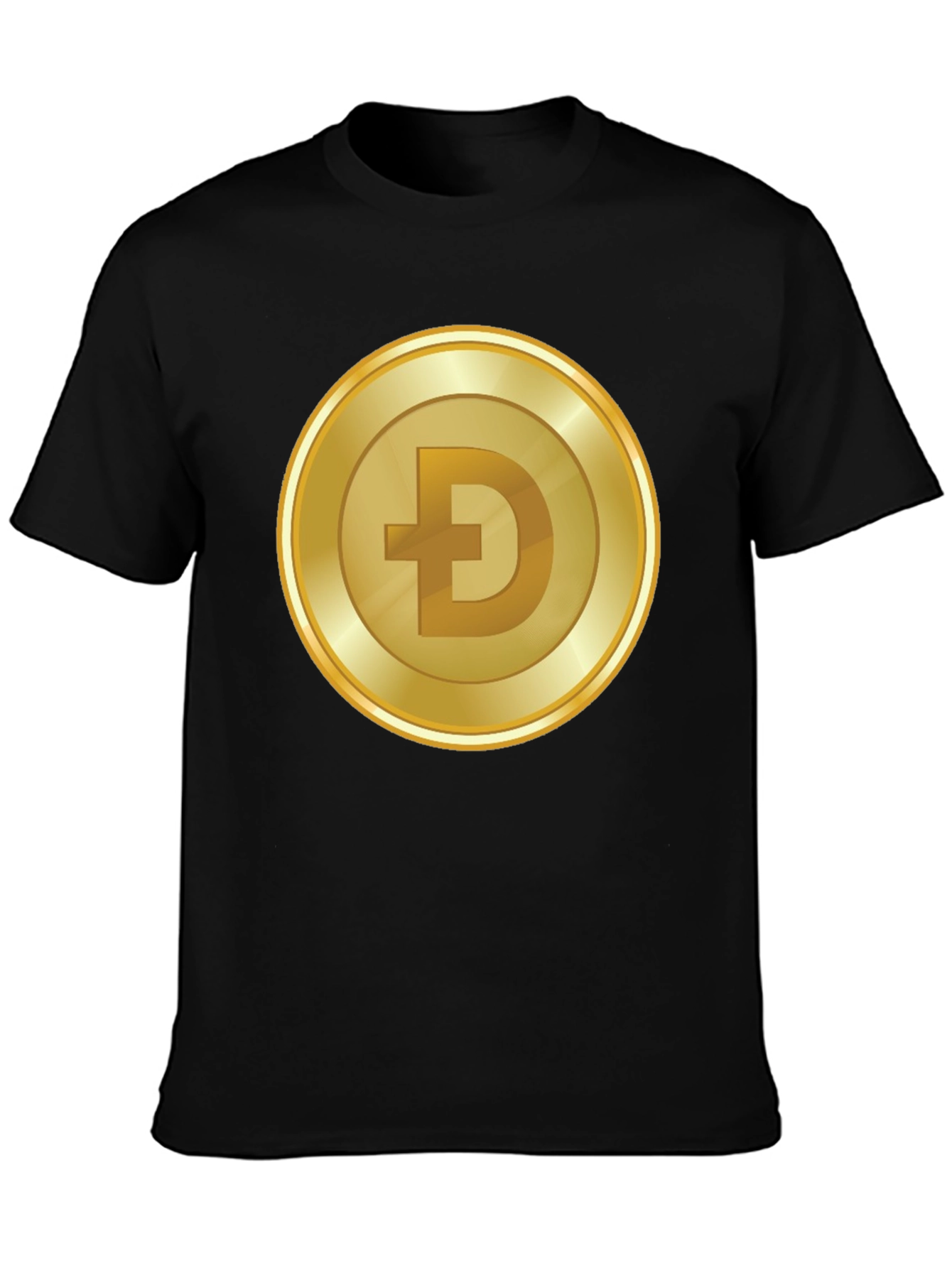Dogecoin Gold Coin Black T-Shirt