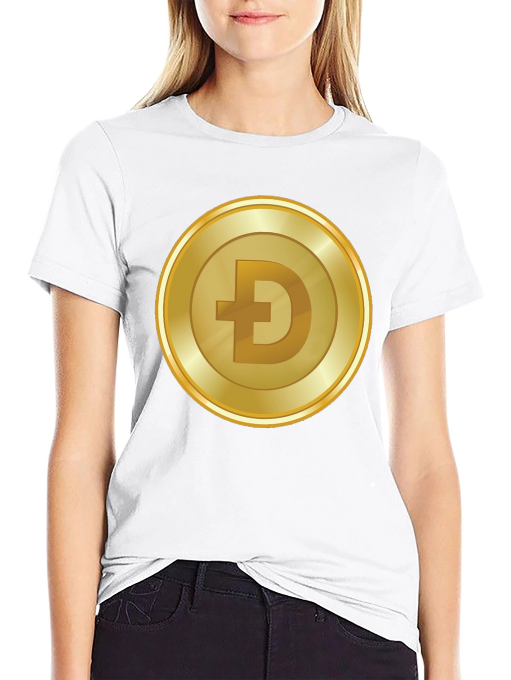 Dogecoin Gold Coin Black T-Shirt