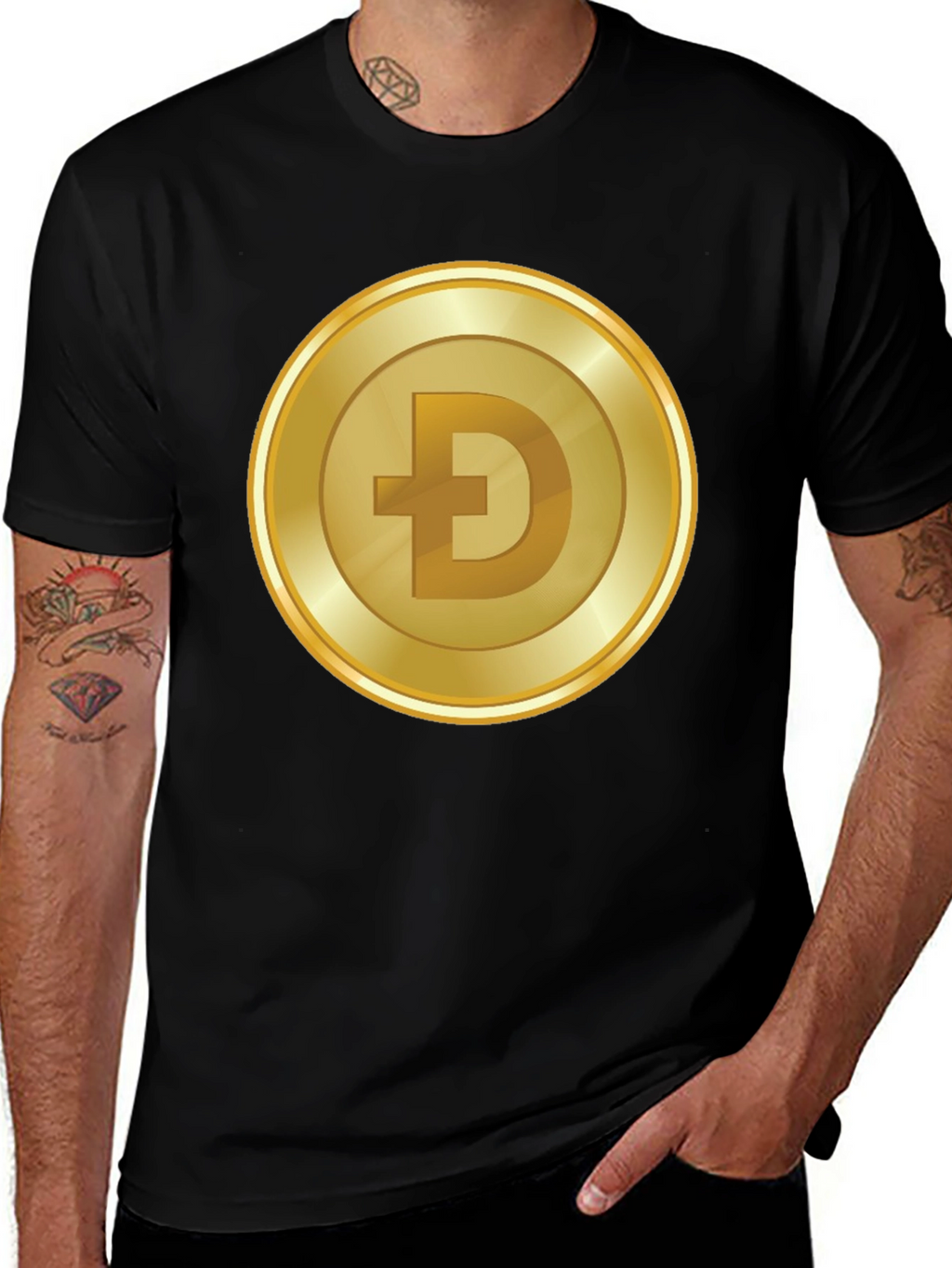 Dogecoin Gold Coin Black T-Shirt