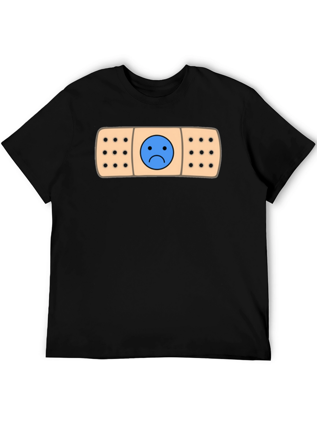 Sad Face Bandage Graphic Tee - Black T-Shirt