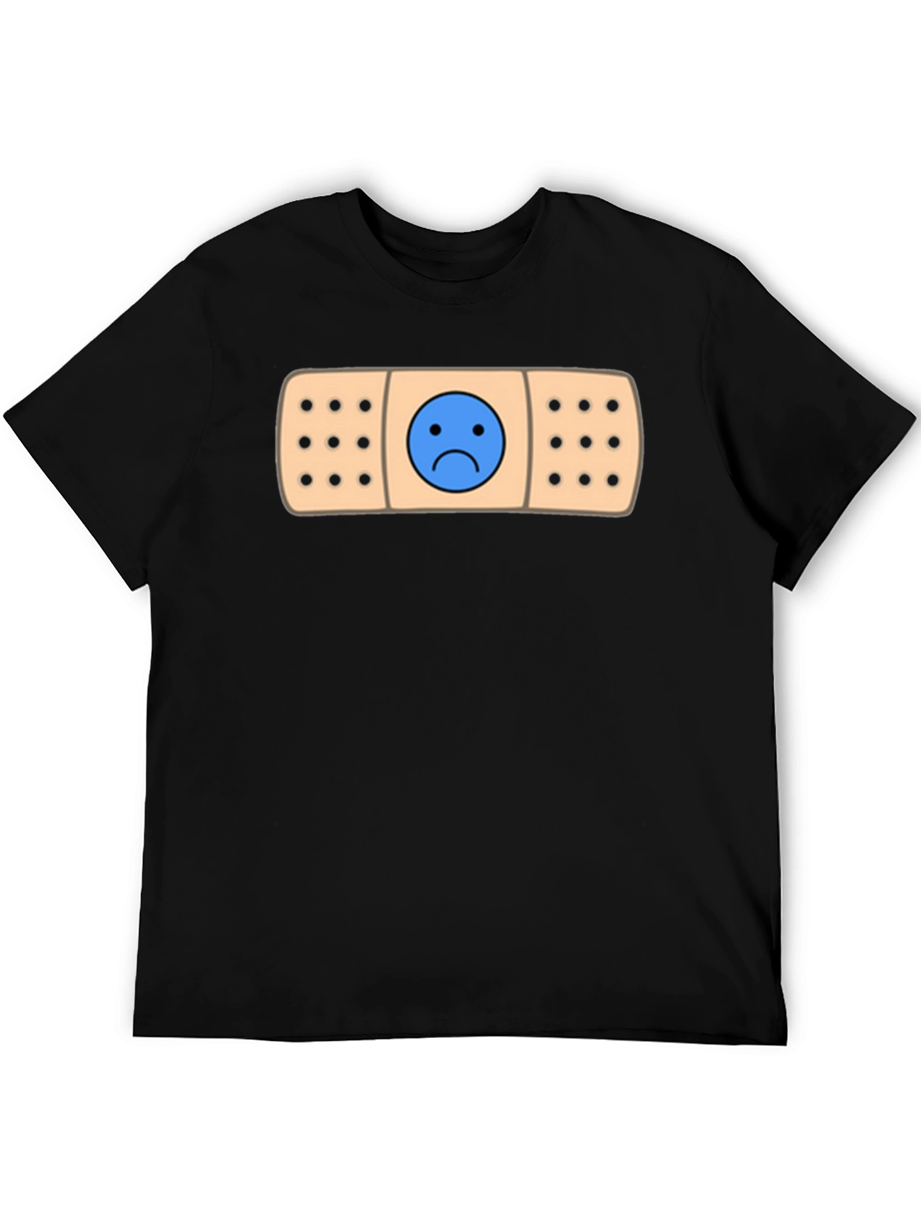 Sad Face Bandage Graphic Tee - Black T-Shirt