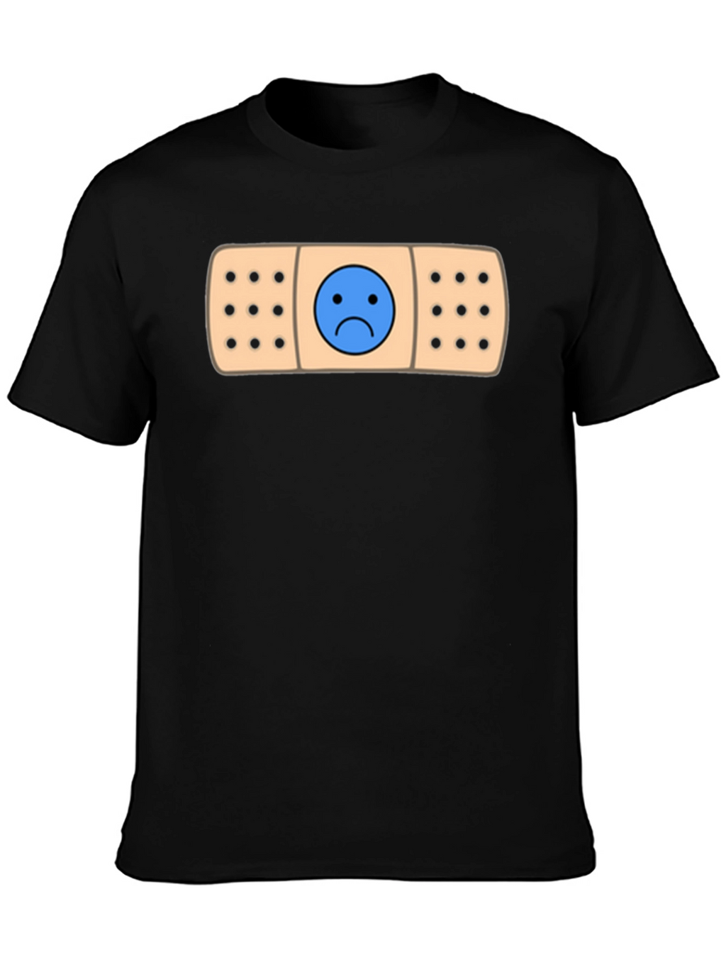 Sad Face Bandage Graphic Tee - Black T-Shirt